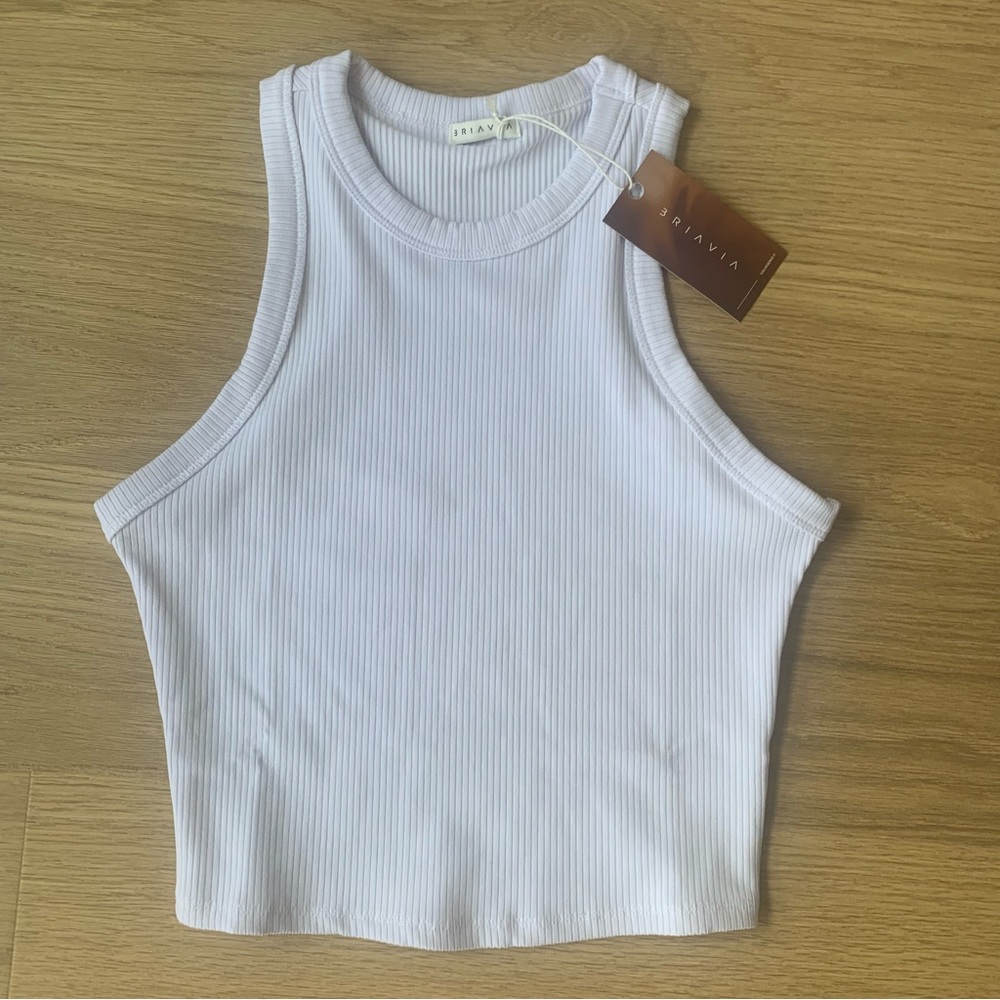 Lilac ribbed crop tank